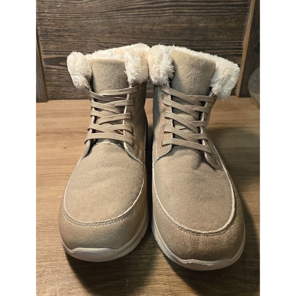 Ankle Boots for Women-TIOSEBON Brown Winter Boots Suede Boots 9
